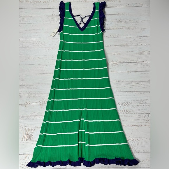 Anthropoligie NWT Daily Practice Green/Navy Striped Dress, Size Medium Petite - Picture 10 of 15